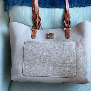 Dooney & Bourke Cream Tote with Brown Straps